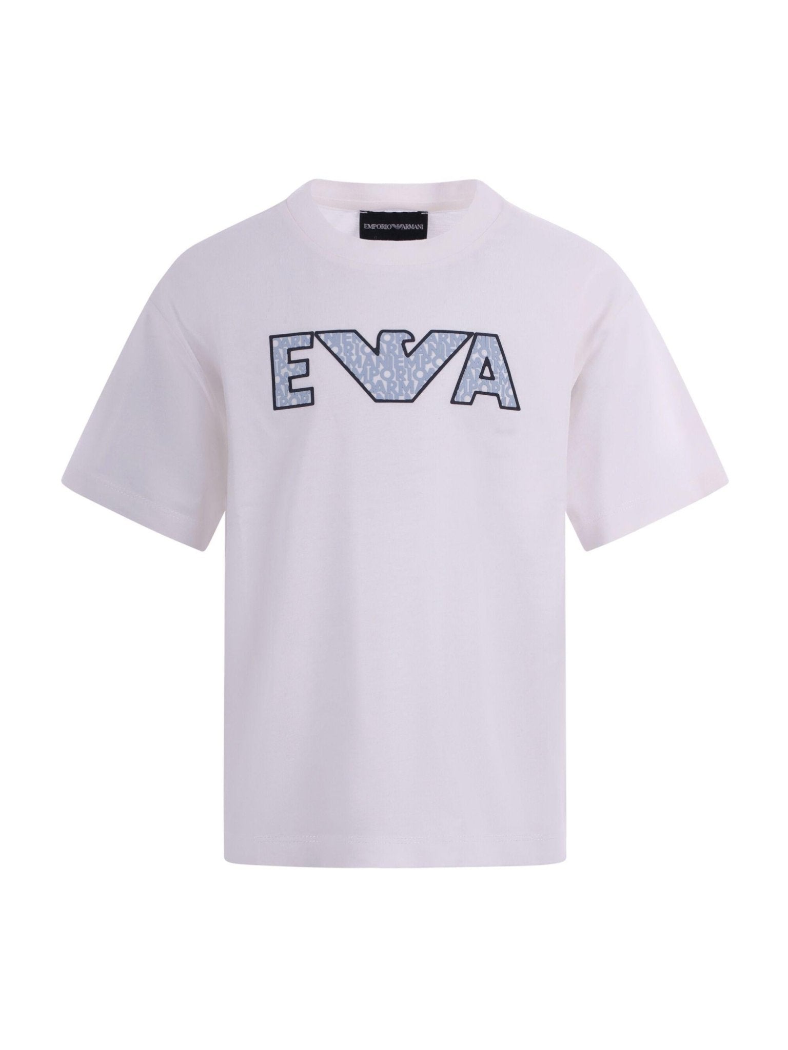 T-shirt per bambino Emporio Armani Kids bianca con logo sul davanti - Rubino Kids