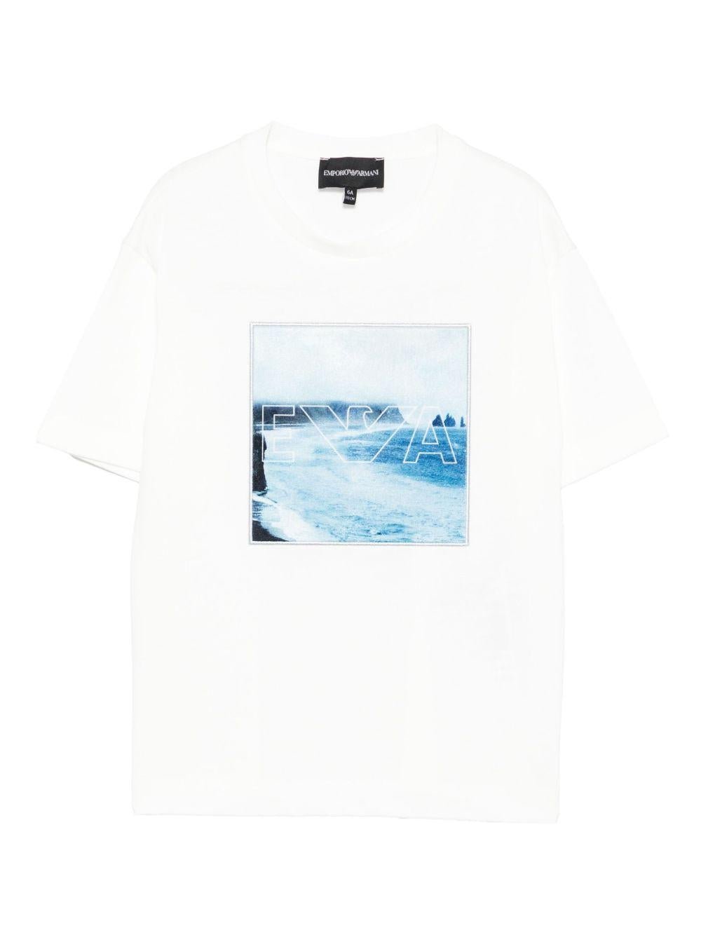 T-shirt per bambino Emporio Armani Kids bianca con stampa grafica - Rubino Kids