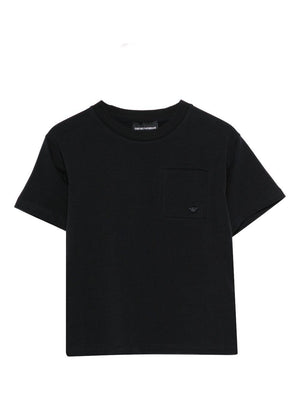 T-shirt per bambino Emporio Armani Kids blu con dettaglio logo