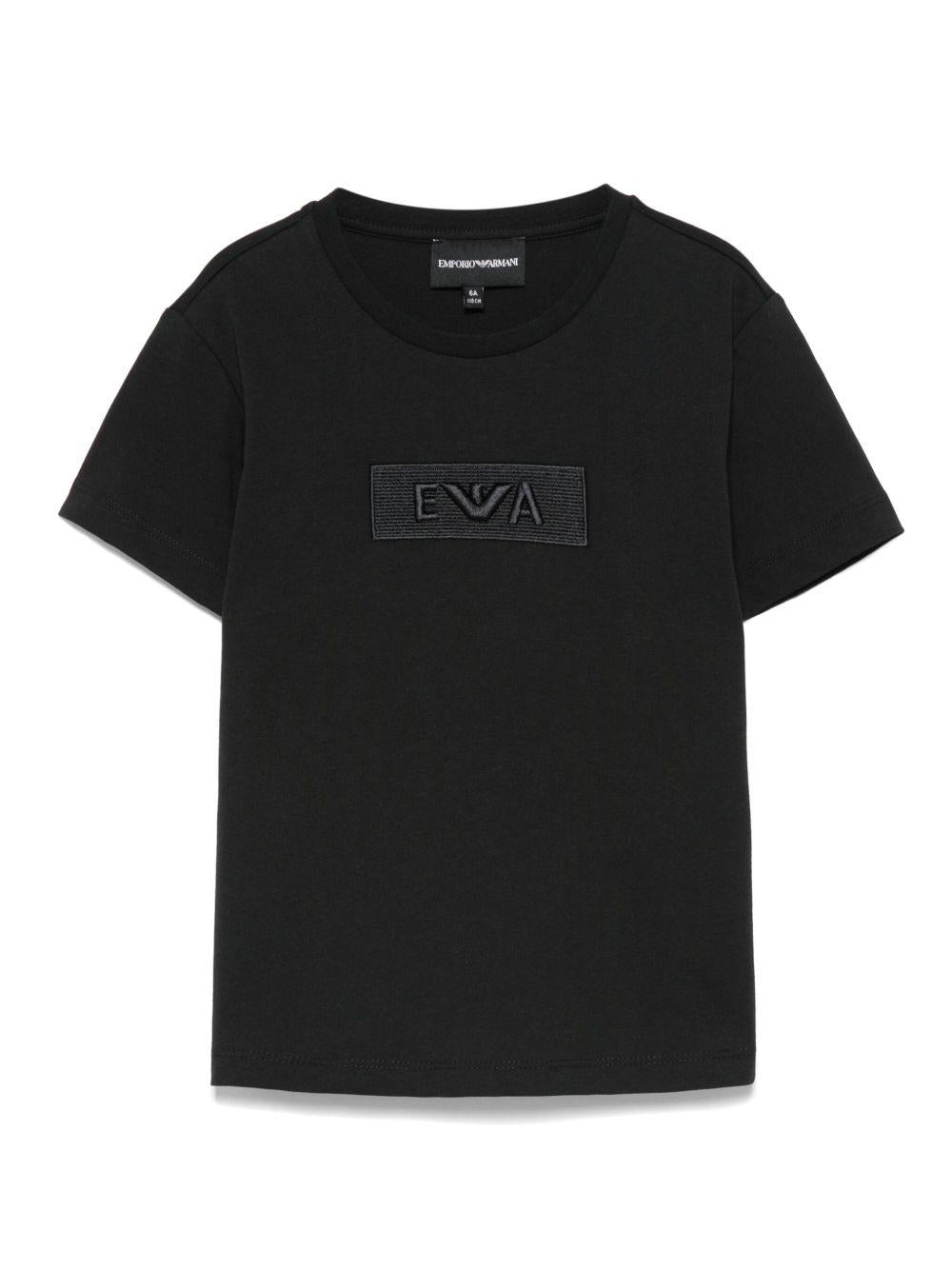 T-shirt per bambino Emporio Armani Kids blu con logo - Rubino Kids