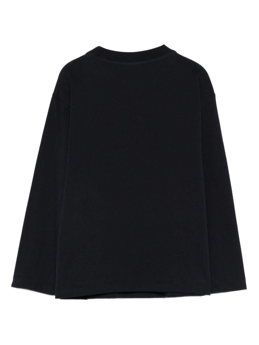 T-shirt per bambino Emporio Armani Kids blu con logo sul davanti - Rubino Kids
