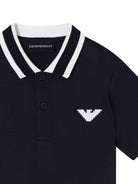 T-shirt per bambino Emporio Armani Kids blu con logo sul davanti - Rubino Kids
