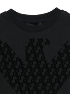 T-shirt per bambino Emporio Armani Kids nera con logo dell'aquila - Rubino Kids