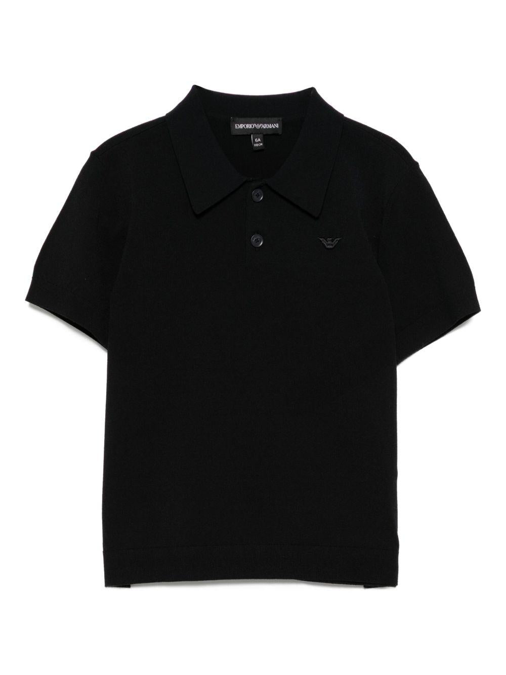 T-shirt per bambino Emporio Armani Kids nera con polsini a coste - Rubino Kids