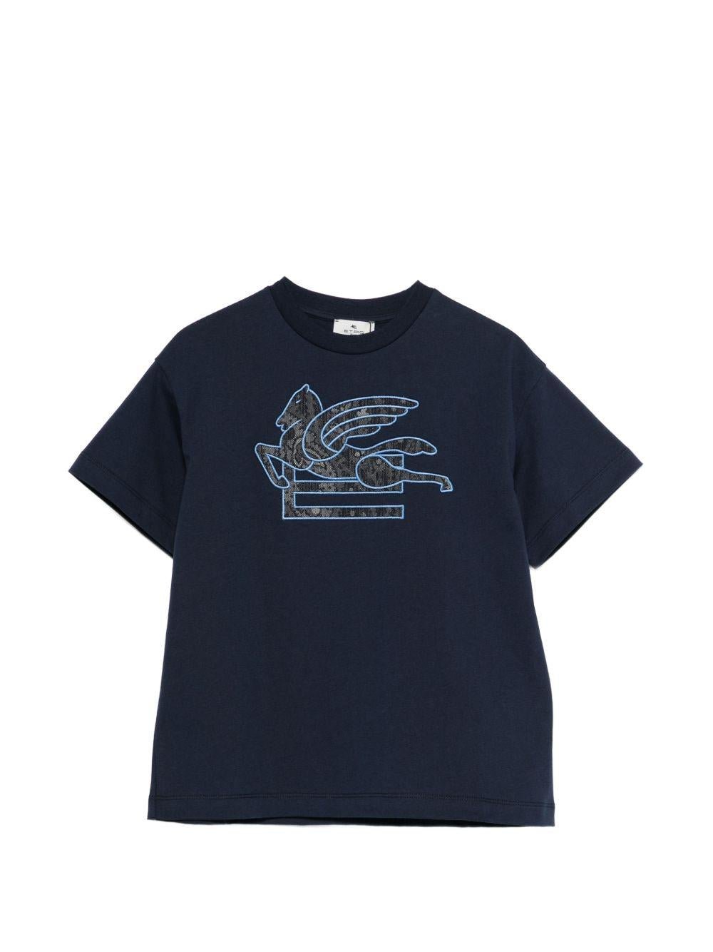 T-shirt per bambino Etro Kids blu con logo applicato - Rubino Kids