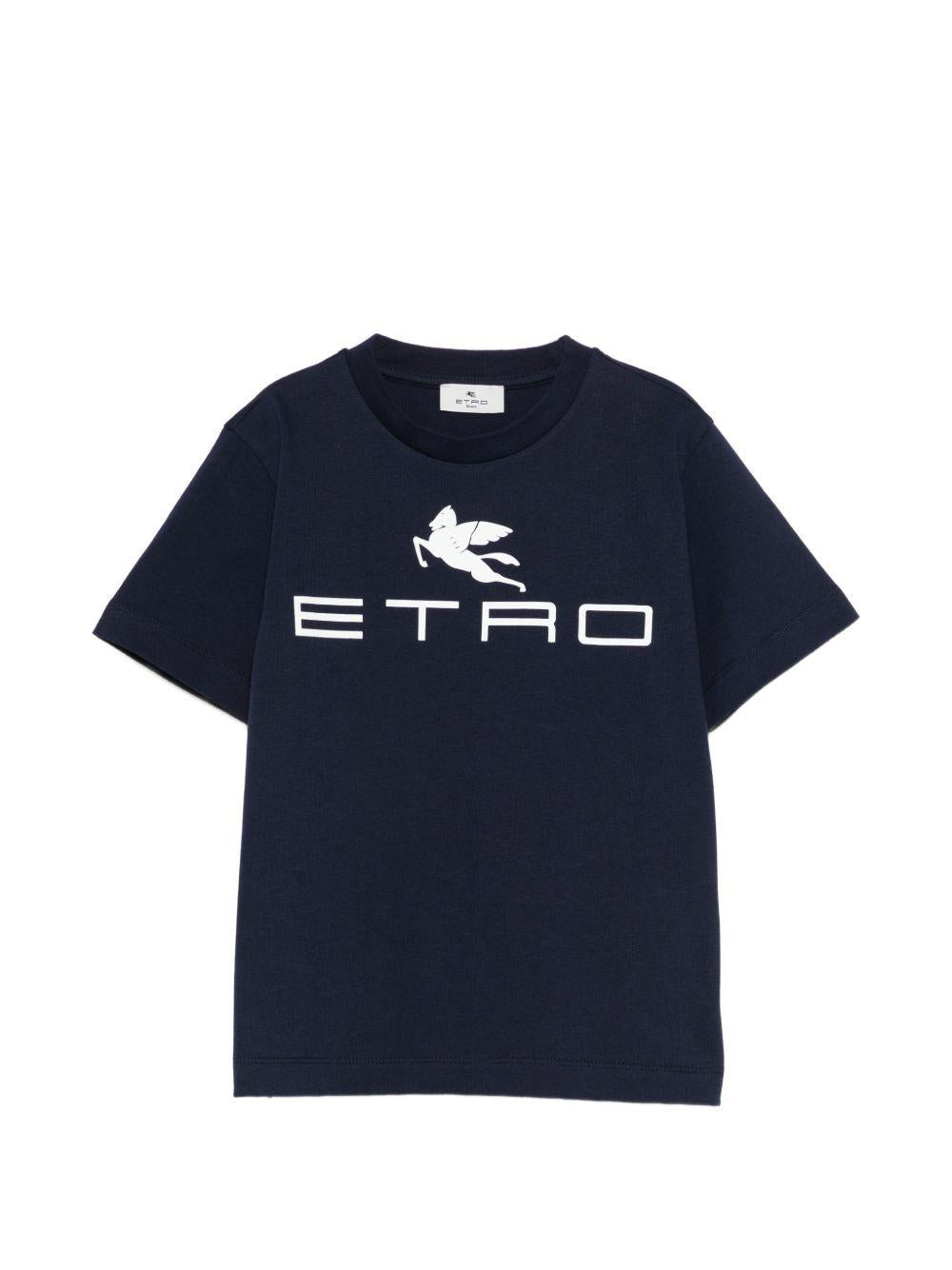 T-shirt per bambino Etro Kids blu navy con dettaglio logo - Rubino Kids