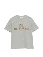 T-shirt per bambino Etro Kids grigio con dettaglio logo sul davanti - Rubino Kids
