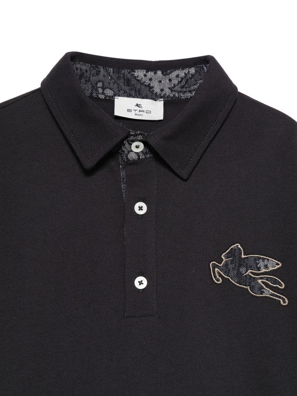T-shirt per bambino Etro Kids nera con colletto stile polo - Rubino Kids