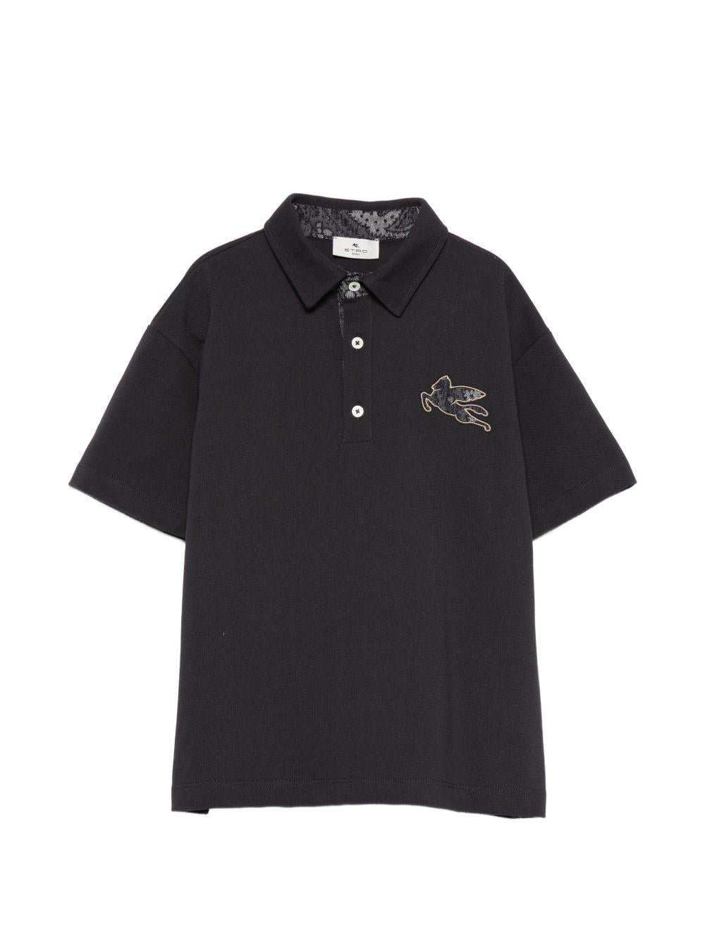 T-shirt per bambino Etro Kids nera con colletto stile polo - Rubino Kids
