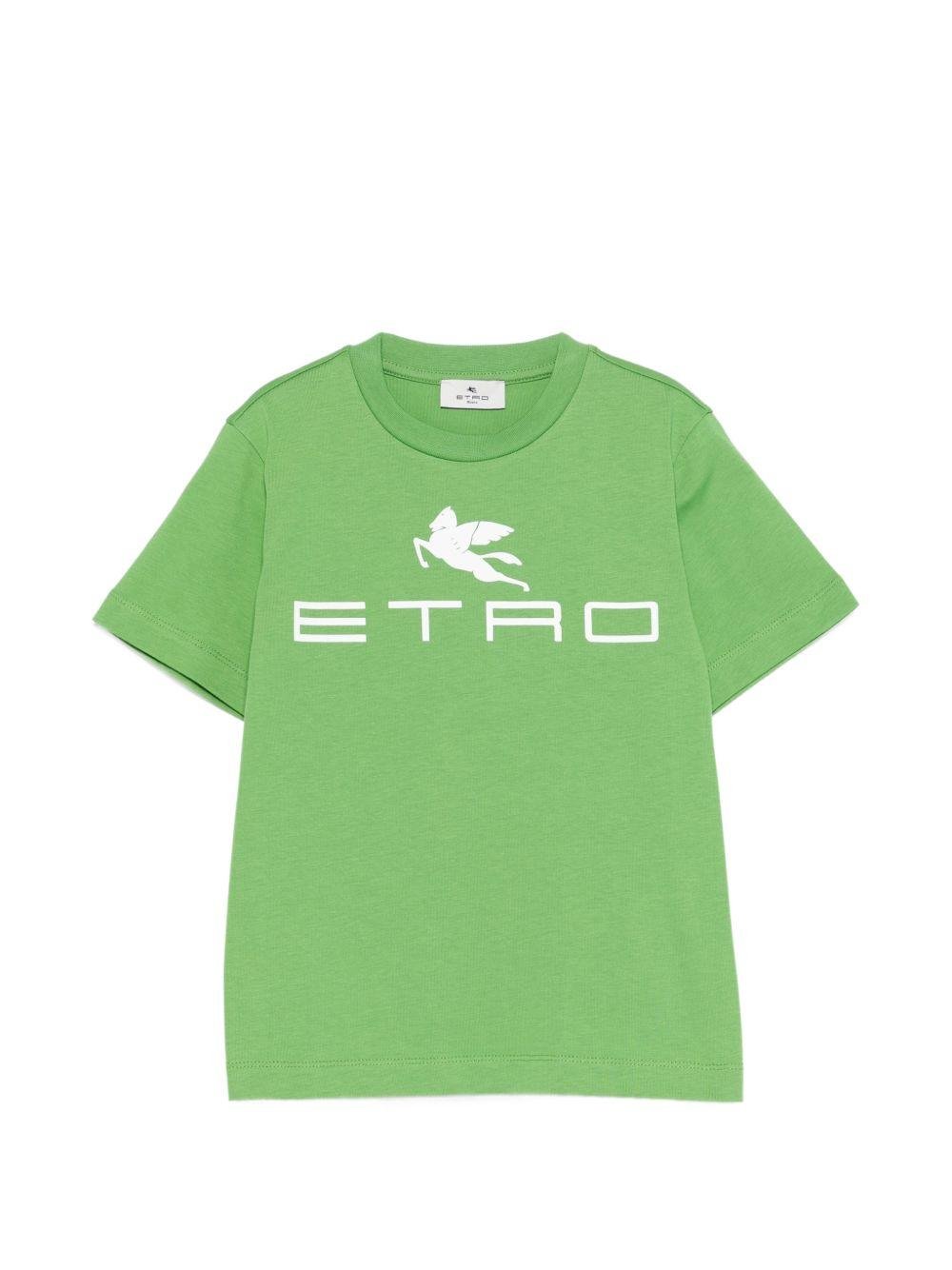 T-shirt per bambino Etro Kids verde con stampa logo - Rubino Kids