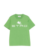 T-shirt per bambino Etro Kids verde con stampa logo - Rubino Kids