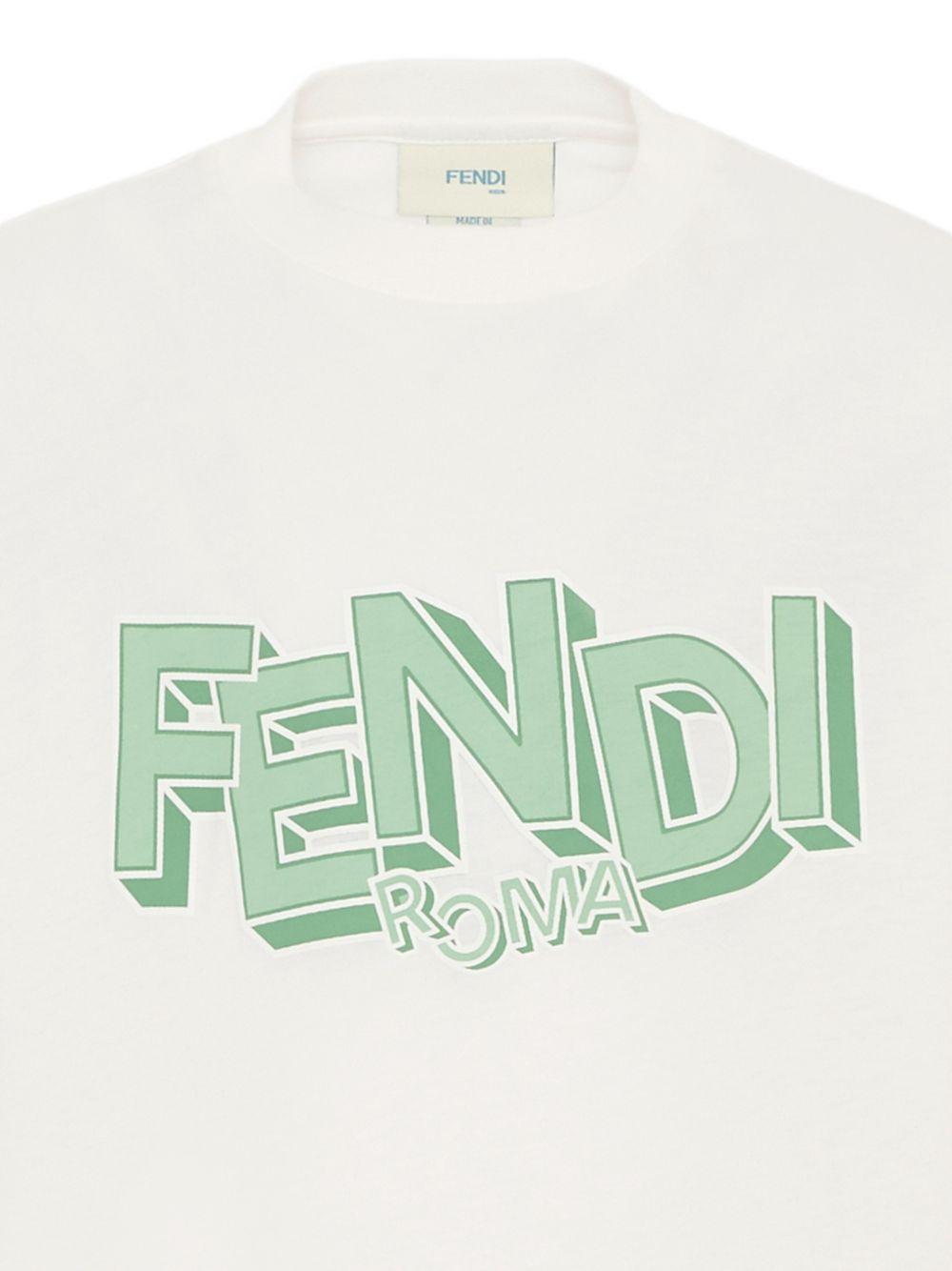 T-shirt per bambino Fendi Kids bianca con stampa logo sul davanti - Rubino Kids