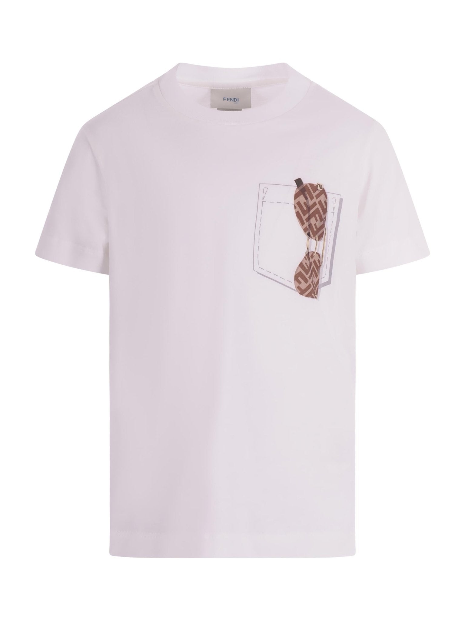 T-shirt per bambino Fendi Kids bianco con stampa grafica - Rubino Kids
