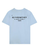 T-shirt per bambino Givenchy Kids azzurra con logo sul davanti - Rubino Kids