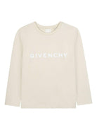 T-shirt per bambino Givenchy Kids beige con scritta con logo - Rubino Kids