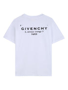 T-shirt per bambino Givenchy Kids bianca con stampa logo sul davanti - Rubino Kids