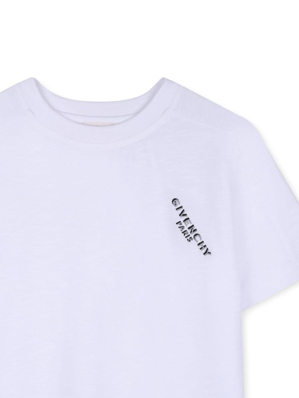 T-shirt per bambino Givenchy Kids bianco con logo sul petto - Rubino Kids