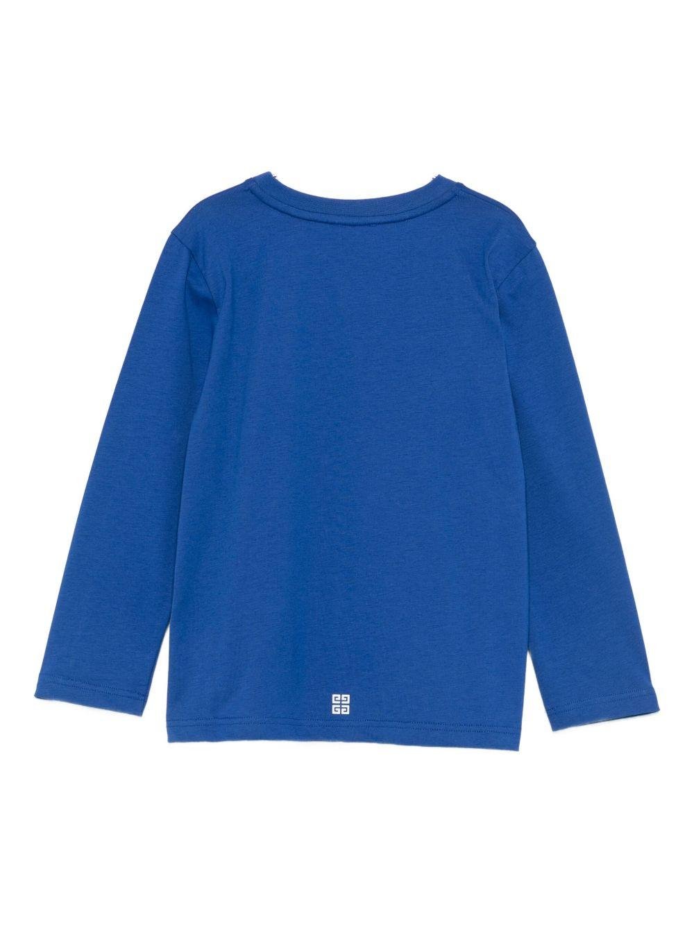 T-shirt per bambino Givenchy Kids blu con scritta con logo - Rubino Kids
