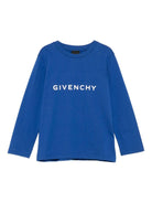 T-shirt per bambino Givenchy Kids blu con scritta con logo - Rubino Kids