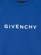 T-shirt per bambino Givenchy Kids blu con scritta con logo - Rubino Kids