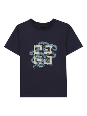 Givenchy Kids blue T-shirt with front snake print
