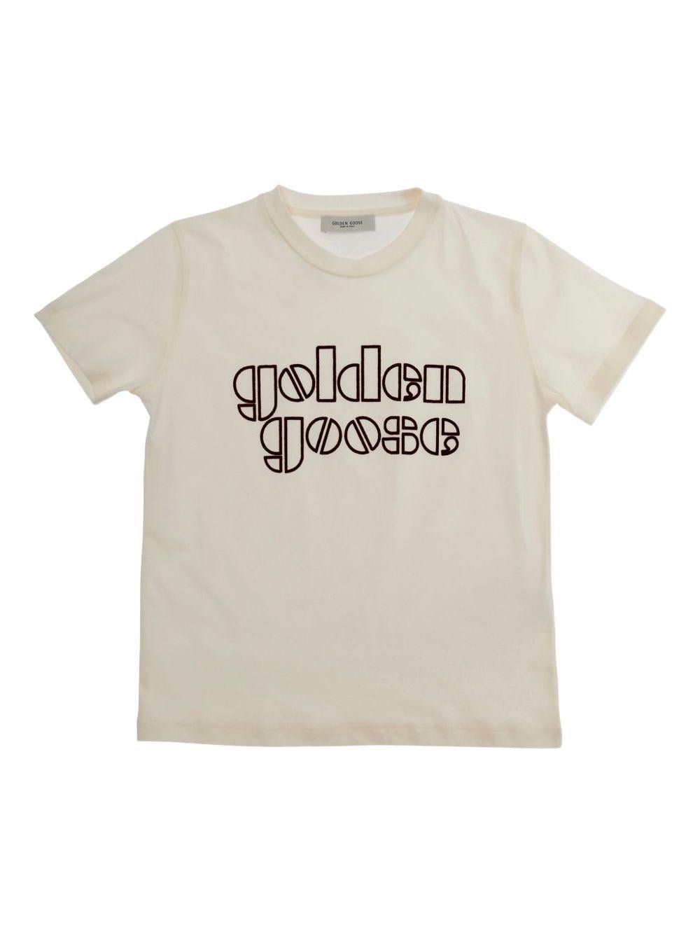 T-shirt per bambino Golden Goose Kids beige con logo - Rubino Kids