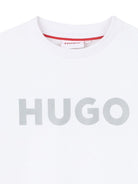 T-shirt per bambino Hugo Kids bianca con logo a contrasto - Rubino Kids