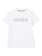 T-shirt per bambino Hugo Kids bianca con logo a contrasto - Rubino Kids