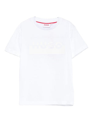 T-shirt per bambino Hugo Kids bianca con logo sul davanti