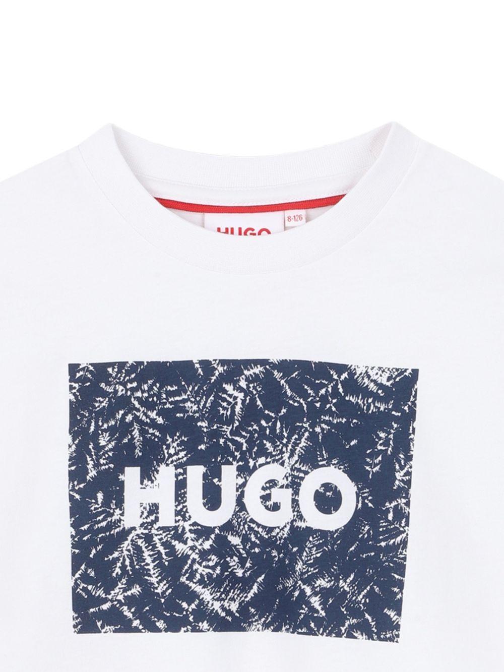 T-shirt per bambino Hugo Kids bianca con logo sul davanti - Rubino Kids
