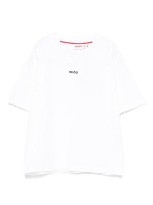 Hugo Kids white T-shirt with logo print for boys
