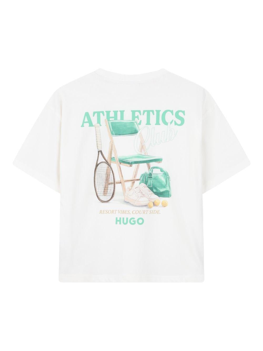 T-shirt per bambino Hugo Kids bianca con stampa grafica sul retro - Rubino Kids