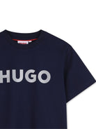 T-shirt per bambino Hugo Kids blu con logo sul davanti - Rubino Kids