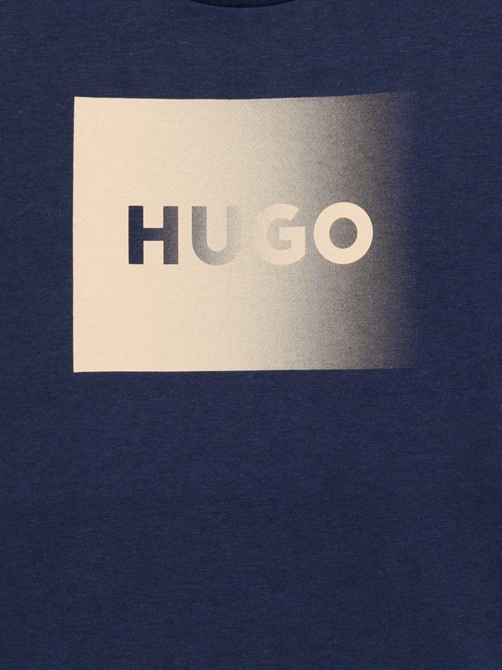 T-shirt per bambino Hugo Kids blu con logo sul davanti - Rubino Kids