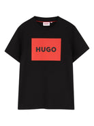 T-shirt per bambino Hugo Kids nera con dettaglio logo - Rubino Kids