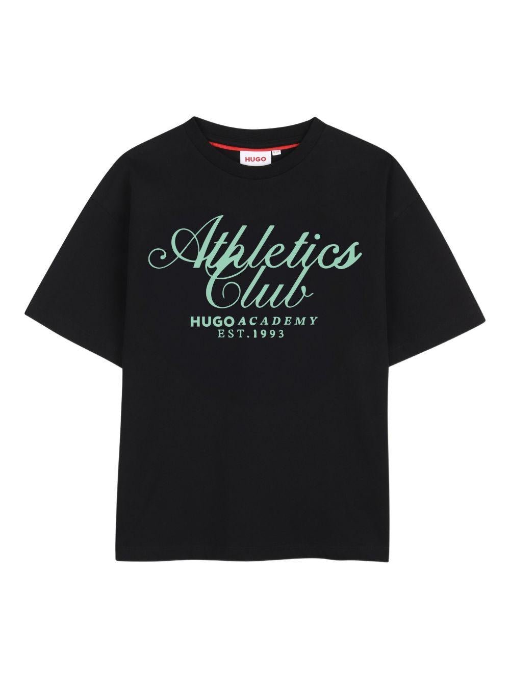 T-shirt per bambino Hugo Kids nera con logo sul davanti - Rubino Kids