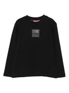 T-shirt per bambino Hugo Kids nera con placca con logo - Rubino Kids