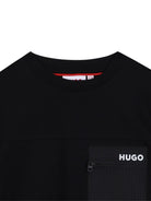 T-shirt per bambino Hugo Kids nera con tasca sul petto - Rubino Kids
