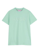T-shirt per bambino Hugo Kids verde con logo goffrato - Rubino Kids