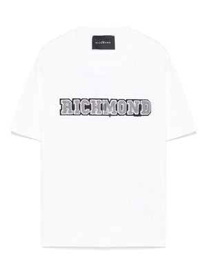 T-shirt per bambino John Richmond Junior bianco con applicazione frontale con logo