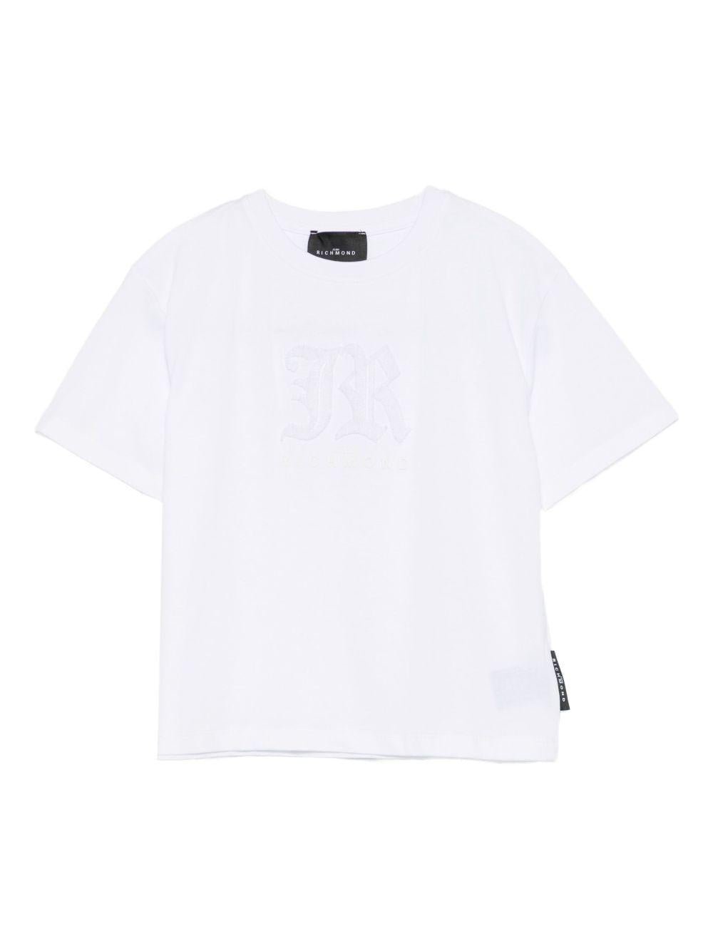 T-shirt per bambino John Richmond Junior bianco con logo in rilievo - Rubino Kids