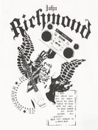 T-shirt per bambino John Richmond Junior bianco con stampa grafica e targhetta con logo - Rubino Kids