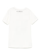 T-shirt per bambino John Richmond Junior bianco con stampa grafica e targhetta con logo - Rubino Kids