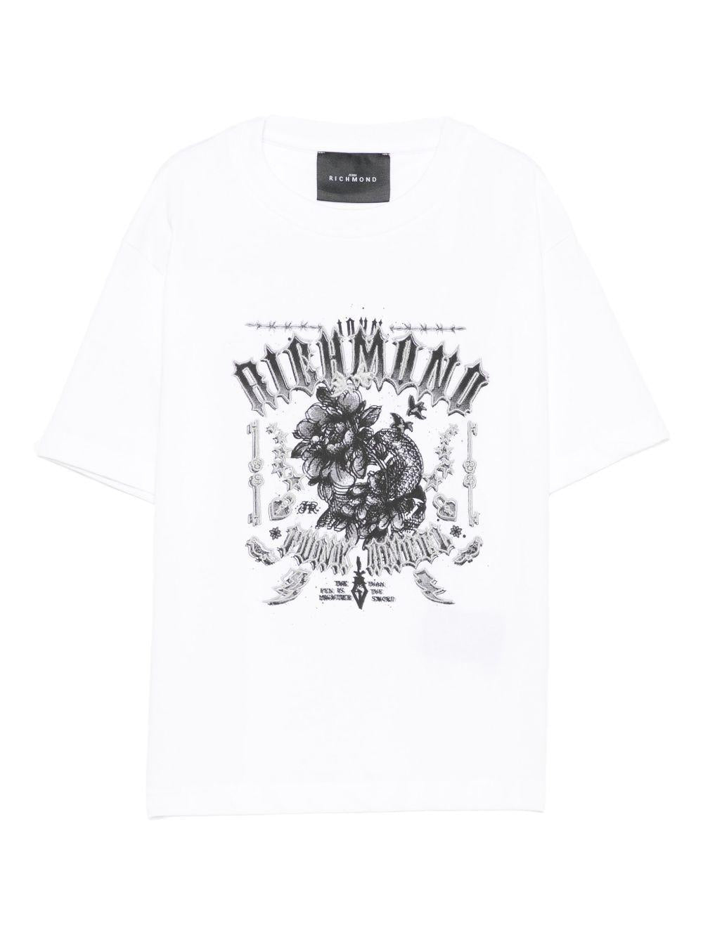 T-shirt per bambino John Richmond Junior bianco con stampa grafica - Rubino Kids