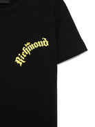 T-shirt per bambino John Richmond Junior nero in cotone con stampa logo - Rubino Kids