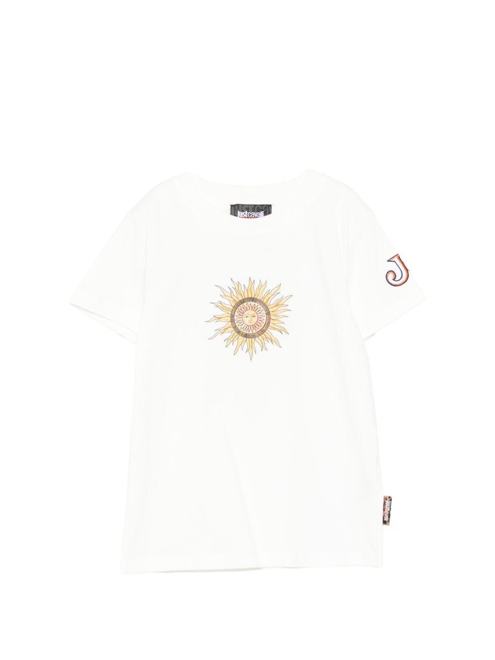 T-shirt per bambino Just Cavalli Kids bianca con dettaglio sole - Rubino Kids