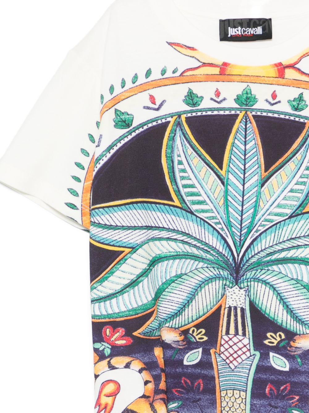 T-shirt per bambino Just Cavalli Kids bianco con stampa grafica - Rubino Kids