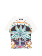 T-shirt per bambino Just Cavalli Kids bianco con stampa grafica - Rubino Kids