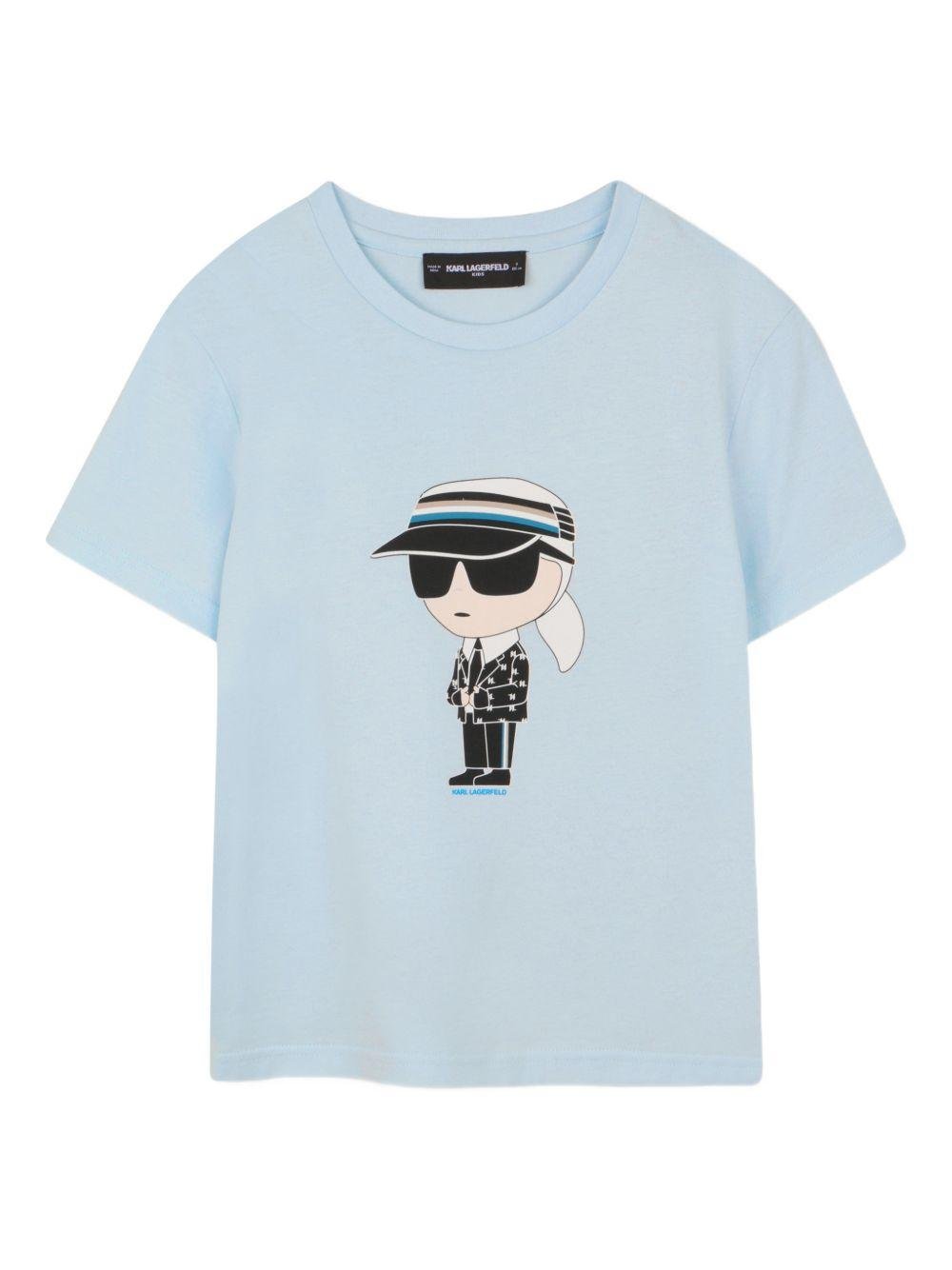 T-shirt per bambino Karl Lagerfeld Kids azzurra con stampa grafica - Rubino Kids