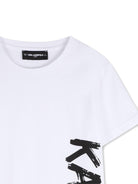 T-shirt per bambino Karl Lagerfeld Kids bianca con logo sul davanti - Rubino Kids